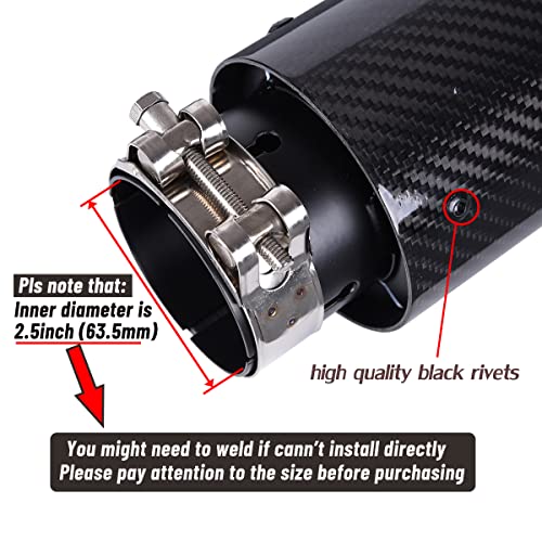 Carbon Fiber Exhaust Pipe Muffler Tips - 2.5" ID