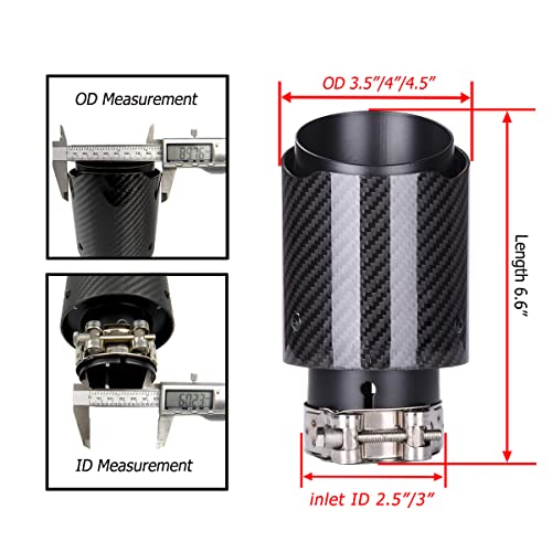 Carbon Fiber Exhaust Pipe Muffler Tips - 2.5" ID