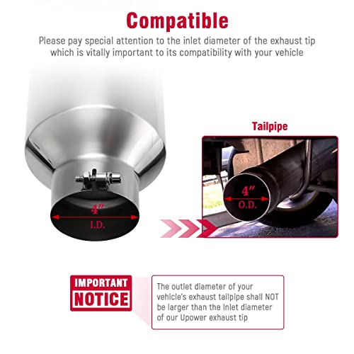 Upower 4-8" Mirror Polished Diesel Exhaust Tip