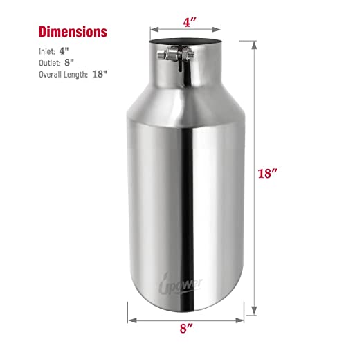 Upower 4-8" Mirror Polished Diesel Exhaust Tip