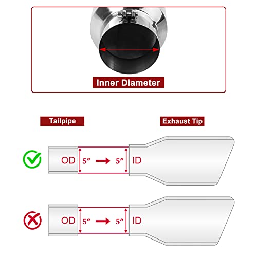Upower 5" to 7" Diesel Exhaust Tip, Polished Stainless