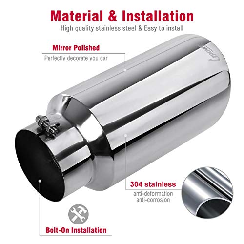 Upower 5" to 7" Diesel Exhaust Tip, Polished Stainless