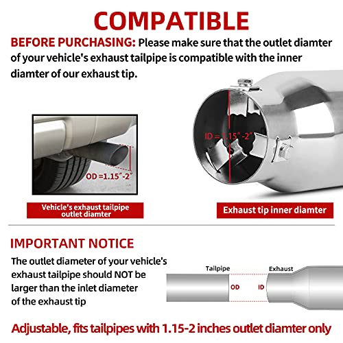 AUTOSAVER88 Adjustable Chrome Exhaust Tip 1.5"-2