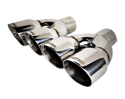 NETAMI 2.5" to 3.5" Quad Staggered Exhaust Tips