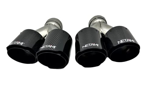 Quad Staggered Carbon Fiber Exhaust Tips Pair