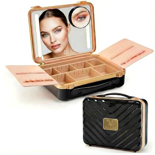 NJ GLAM Portable Makeup Case with Lighted Mirror