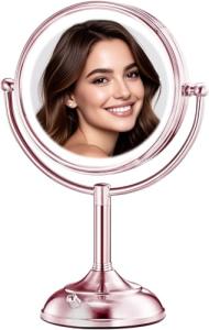 Rose Gold Lighted Double-Sided Makeup Mirror
