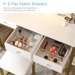 Lufeiya White Makeup Vanity with Lights and Chair