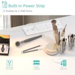 Lufeiya White Makeup Vanity with Lights and Chair