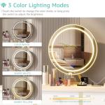 Lufeiya White Makeup Vanity with Lights and Chair