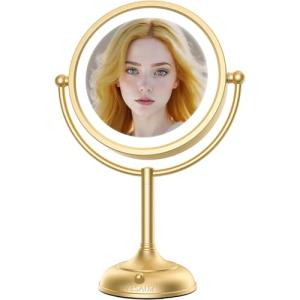Gold Lighted Vanity Makeup Mirror with 10X Magnification