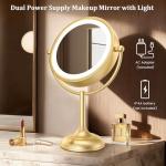 Gold Lighted Vanity Makeup Mirror with 10X Magnification