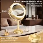 Gold Lighted Vanity Makeup Mirror with 10X Magnification