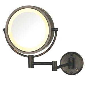 JERDON Lighted Two-Sided Makeup Mirror with 8X Magnification