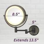 JERDON Lighted Two-Sided Makeup Mirror with 8X Magnification