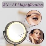 JERDON Lighted Two-Sided Makeup Mirror with 8X Magnification
