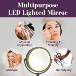 JERDON Lighted Two-Sided Makeup Mirror with 8X Magnification
