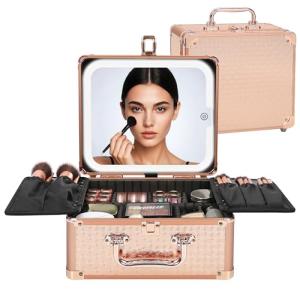 Rose Gold Makeup Bag with LED Mirror