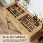 Wooden Makeup Vanity Desk with Mirror and Lights