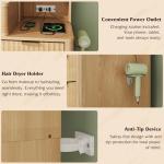 Wooden Makeup Vanity Desk with Mirror and Lights