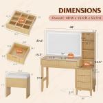 Wooden Makeup Vanity Desk with Mirror and Lights