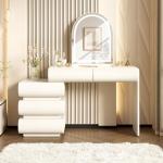 Luxury Leather Makeup Vanity Desk with LED Mirror