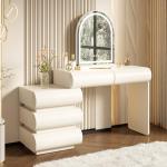 Luxury Leather Makeup Vanity Desk with LED Mirror