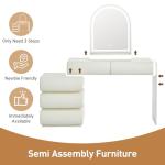 Luxury Leather Makeup Vanity Desk with LED Mirror