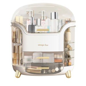 Elegant Makeup & Skincare Organizer with Lid & Drawers