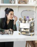Elegant Makeup & Skincare Organizer with Lid & Drawers