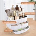 Elegant White Makeup Organizer with Lid and Drawers