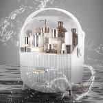 Elegant White Makeup Organizer with Lid and Drawers