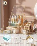 Elegant Glass Makeup Organizer for Vanity and Dresser