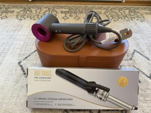 Dyson Hair Dryer with Leather Case & Curling Iron