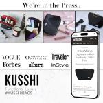 KUSSHI Washable Travel Makeup Bag - Satin Black/Red