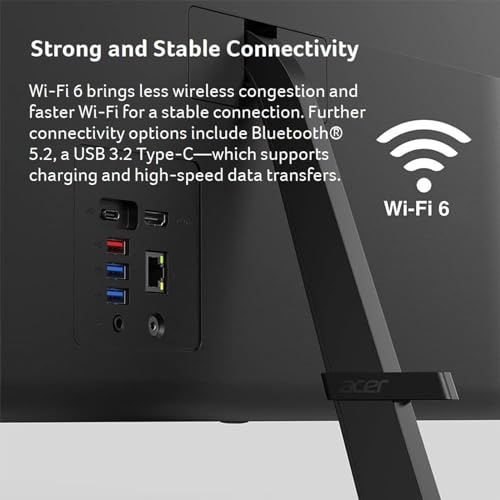 acer Aspire C27 All in One Desktop | 27-inch FHD IPS Display | 12th Gen Intel 4-Core Processor | 32GB RAM | 1TB SSD | Wi-Fi 6 | Webcam | HDMI | Wireless Mouse & Keyboard | Windows 11, Black
