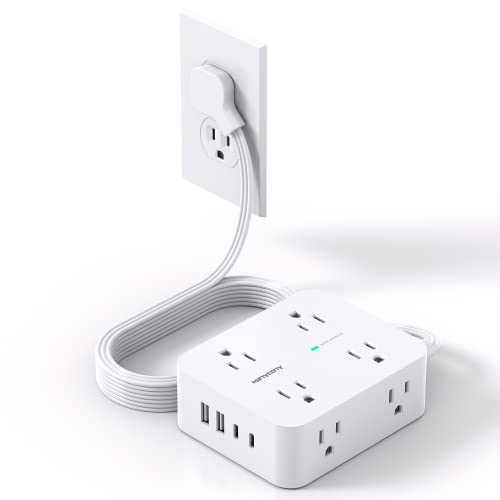 8-Outlet Surge Protector with USB Ports & Flat Plug