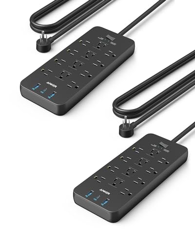 Anker 2-Pack Power Strip: 12 Outlets & USB Ports