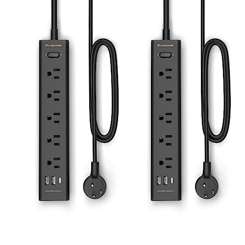 Surge Protector Power Strip with USB Ports - 2 Pack