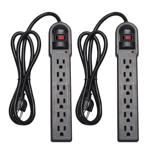 KMC 6-Outlet Surge Protector Power Strips - 2-Pack