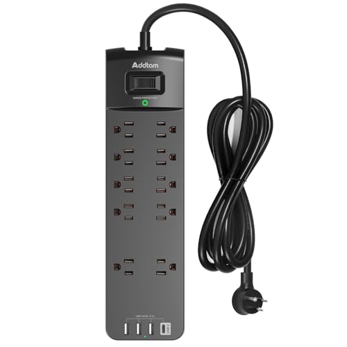 Addtam Surge Protector Power Strip with USB Ports