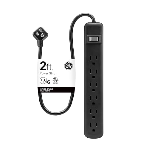 GE 6-Outlet Heavy-Duty Power Strip with 2 Ft Cord