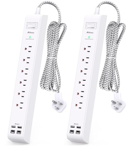2-Pack Power Strip with USB Ports and Surge Protection