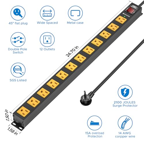 Heavy Duty 12 Outlet Surge Protector Power Strip
