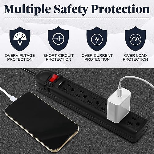 Hoteam 10-Pack 6 Outlet Surge Protector Power Strips