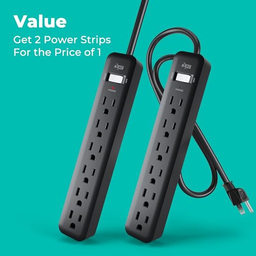 KMC 6-Outlet Power Strip Duo - 2ft Black