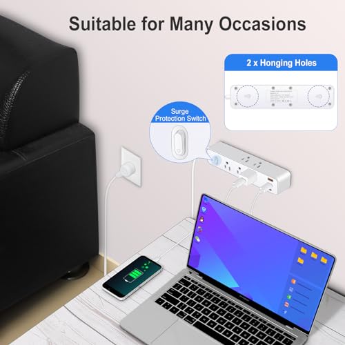 12-in-1 Surge Protector Power Strip with USB Ports