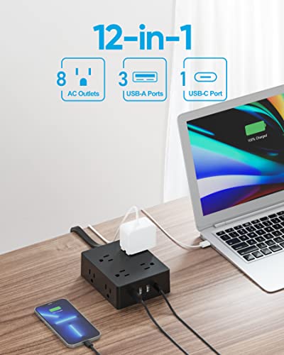Ultra Thin Surge Protector Power Strip with USB Ports
