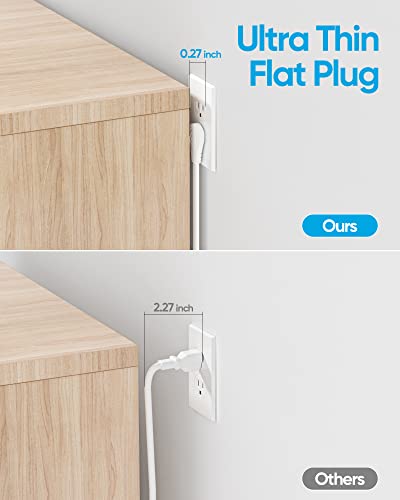 Flat Plug Power Strip with 6 Outlets & USBs