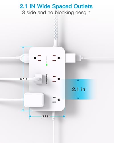 10 Ft Power Strip with 12 Outlets & USB Ports